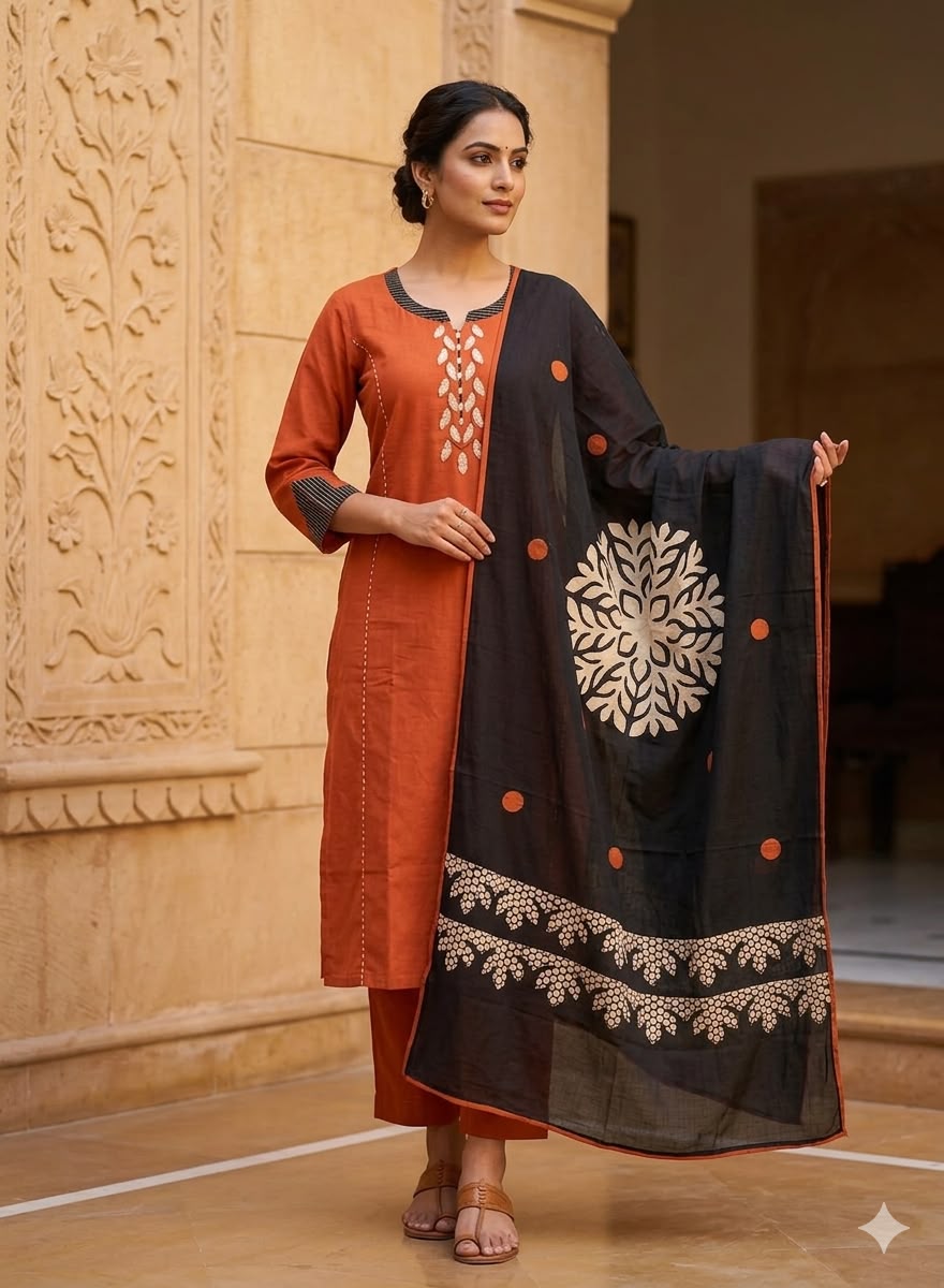 RUST-ORANGE APPLIQUE SET