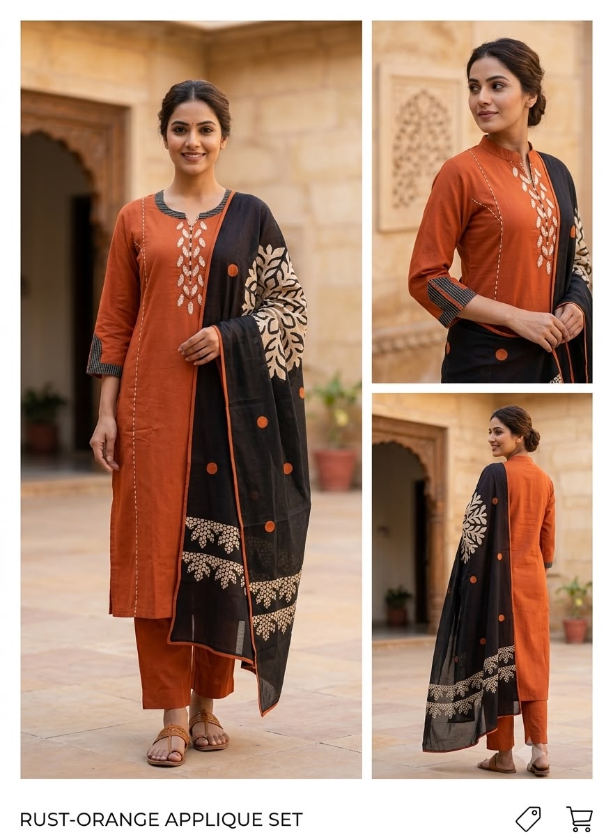 RUST-ORANGE APPLIQUE SET