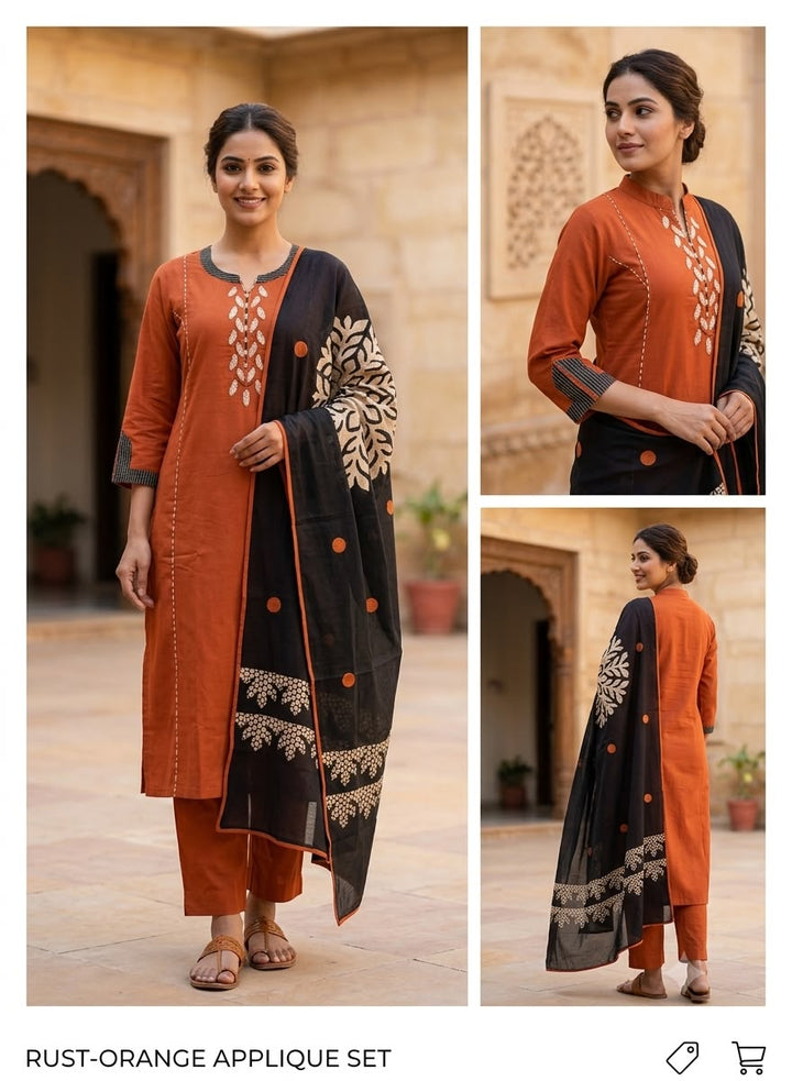 RUST-ORANGE APPLIQUE SET