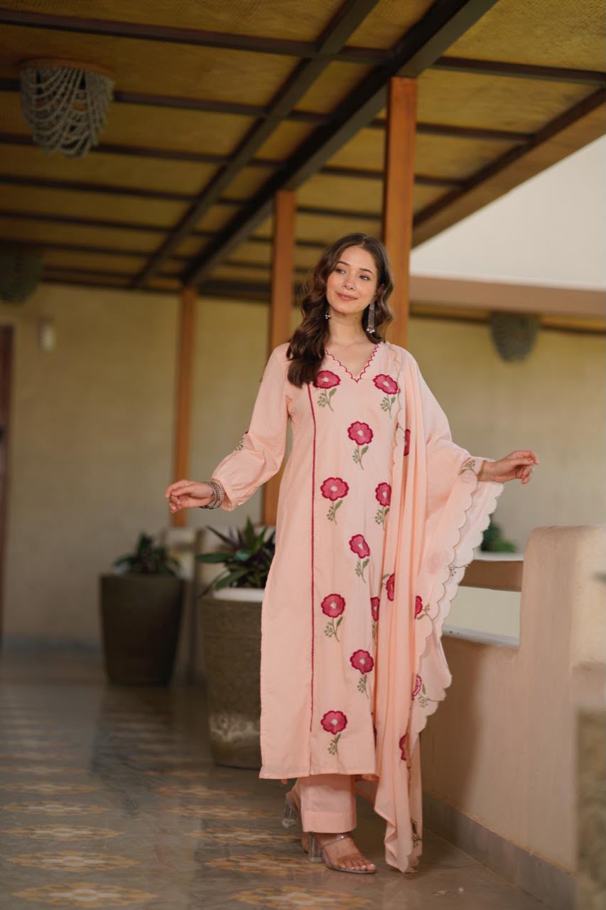 Peach Floral Salwar Suit