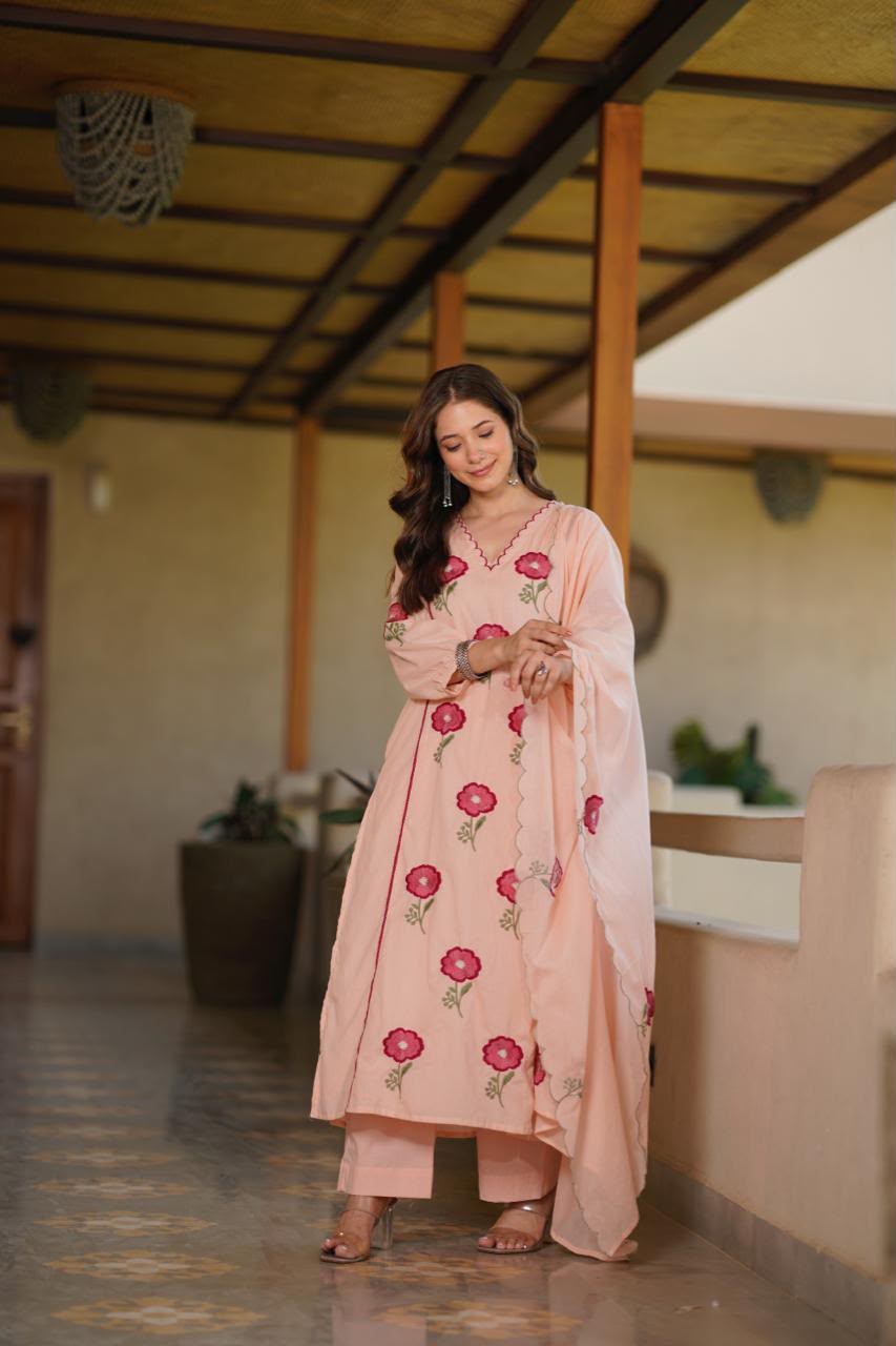 Peach Floral Salwar Suit