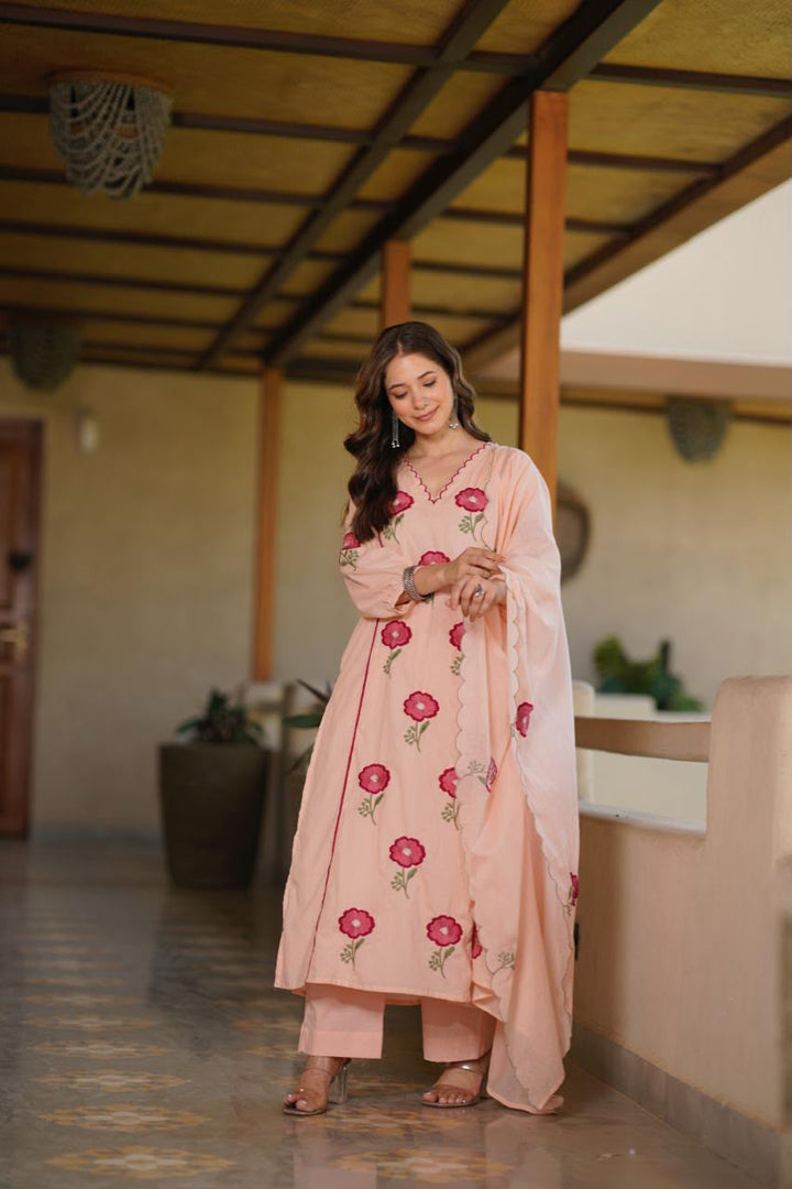 Peach Floral Salwar Suit