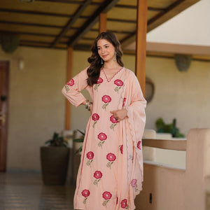 Peach Floral Salwar Suit
