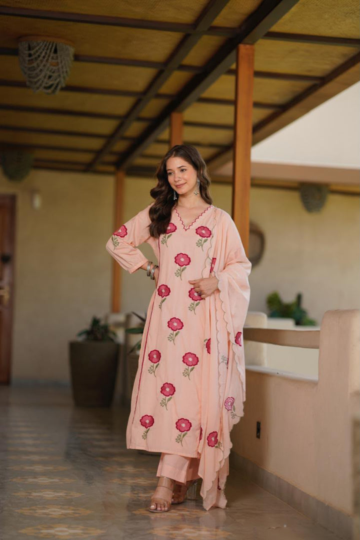 Peach Floral Salwar Suit