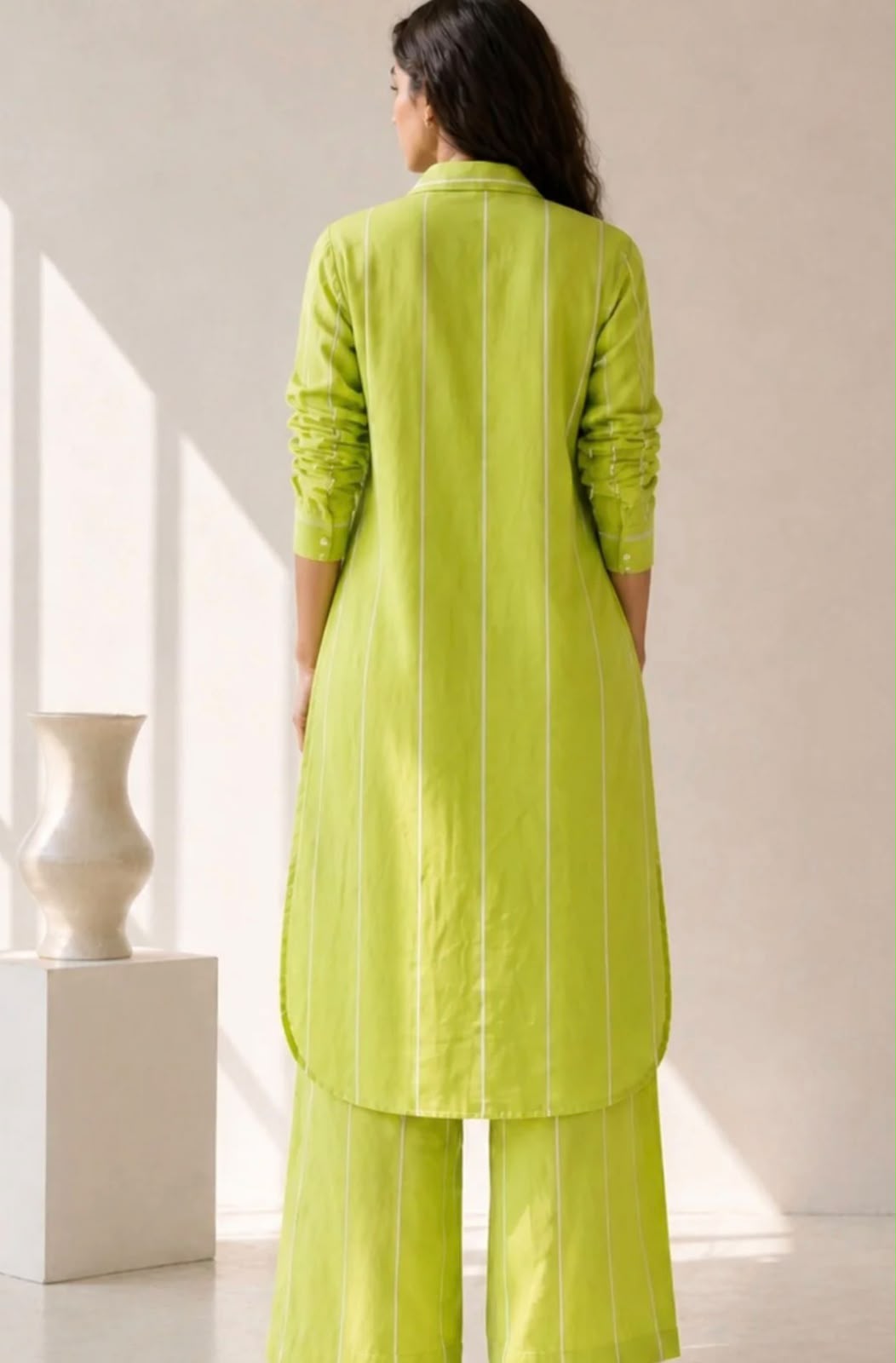 Woman stripe Regular Pure Cotton Kurta with palazzos