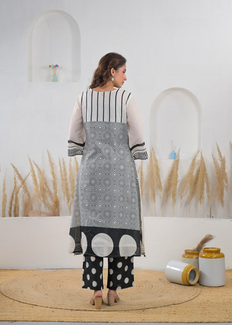 Modern Art Print Kurta Set