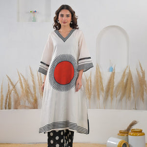 Modern Art Print Kurta Set