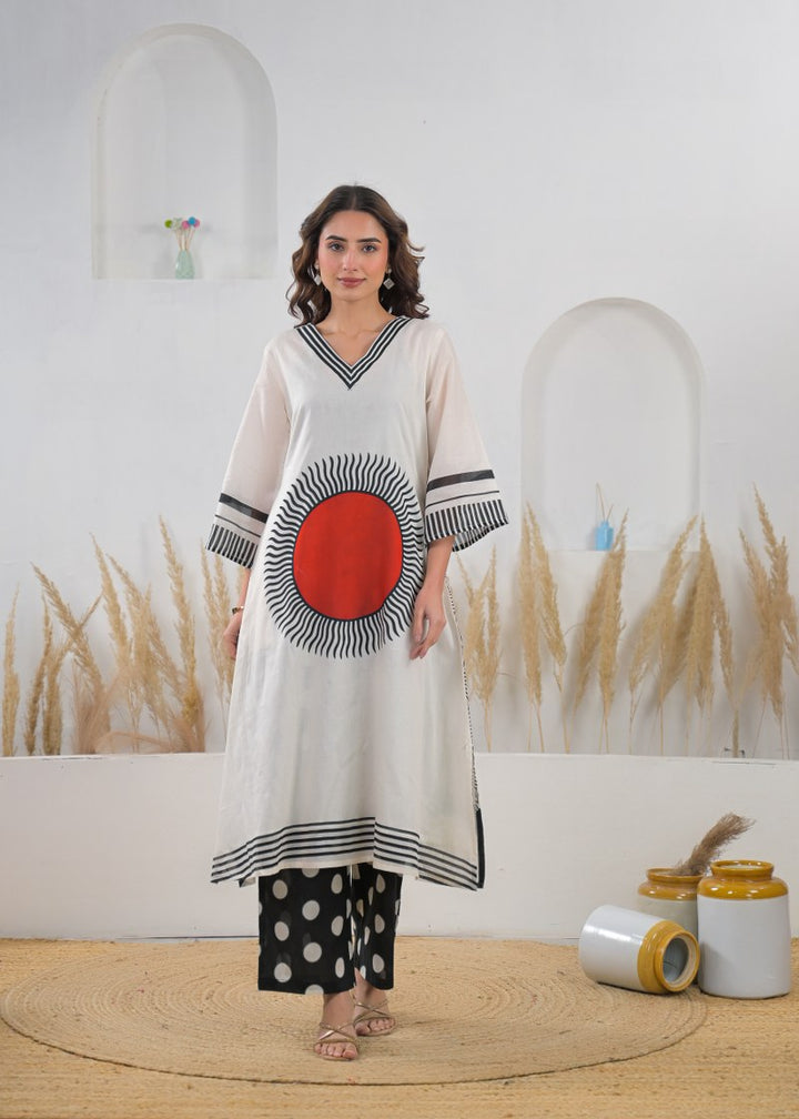Modern Art Print Kurta Set