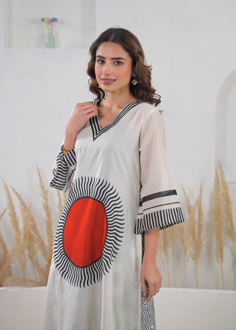 Modern Art Print Kurta Set