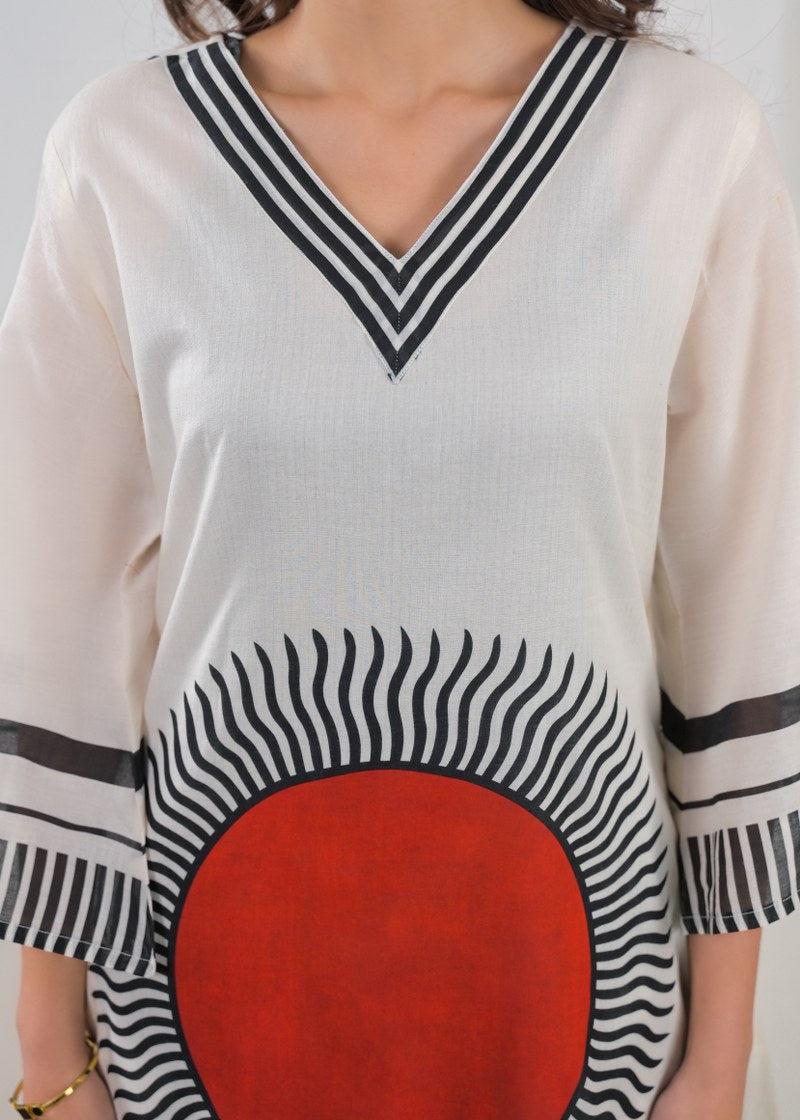 Modern Art Print Kurta Set