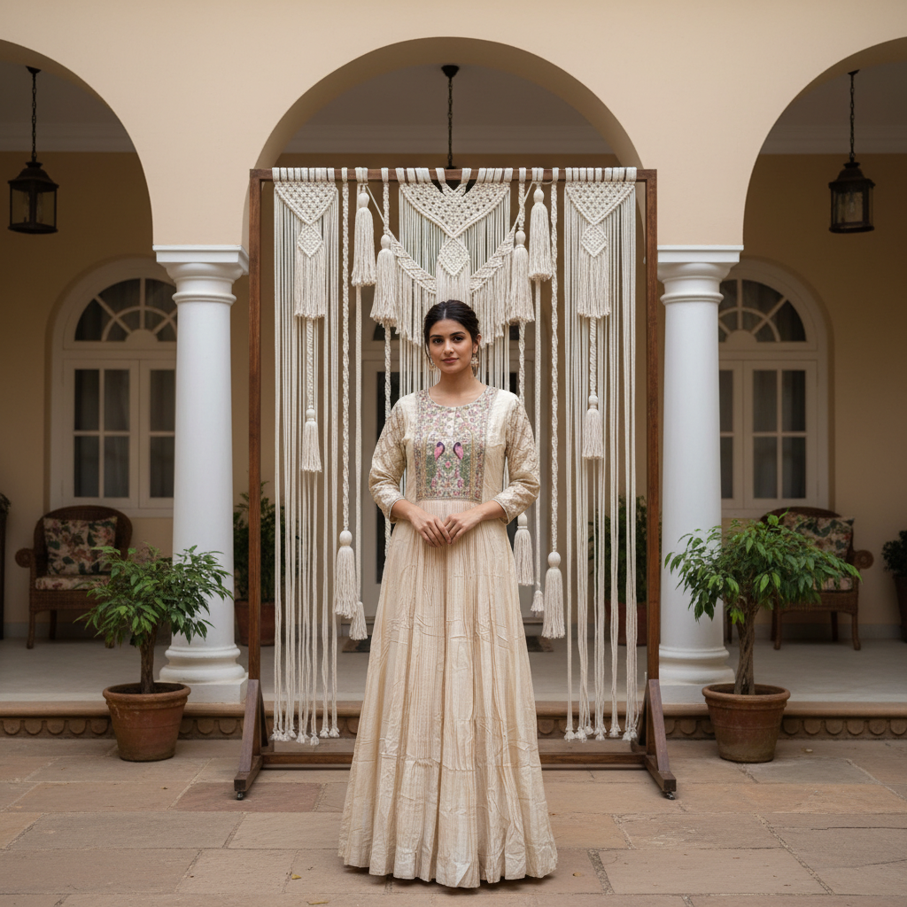 Prakriti Printed Beige Gown