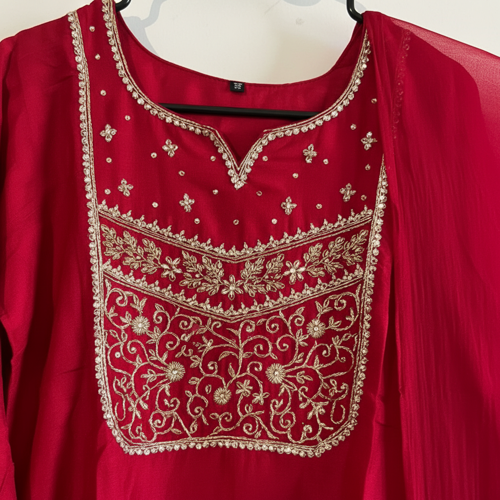 Rangoli Bright Red Kurta Set