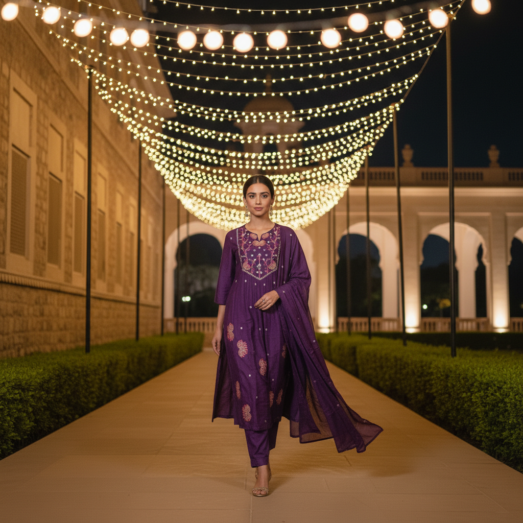 Triveni Rich Purple Suit Set