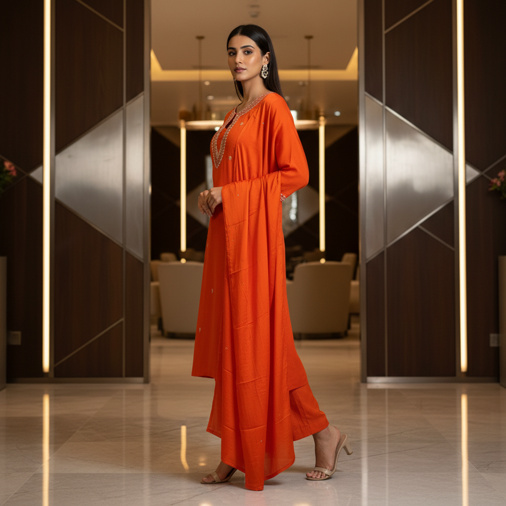 Noor Orange Suit Set