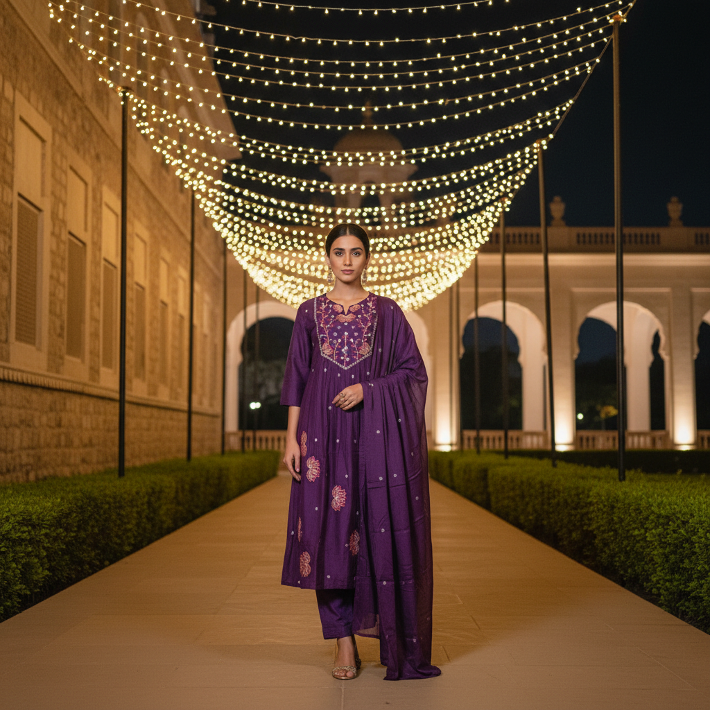 Triveni Rich Purple Suit Set