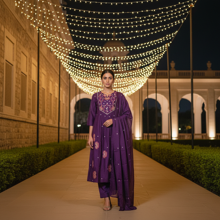Triveni Rich Purple Suit Set