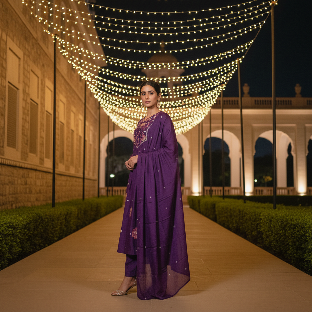 Triveni Rich Purple Suit Set