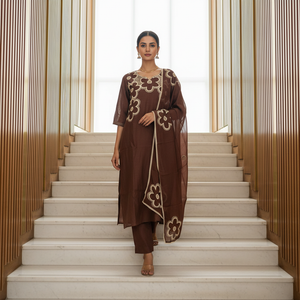Elara Printed Brown Kurta Set
