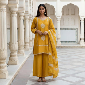 Ethnic Yellow Straight Suit Set