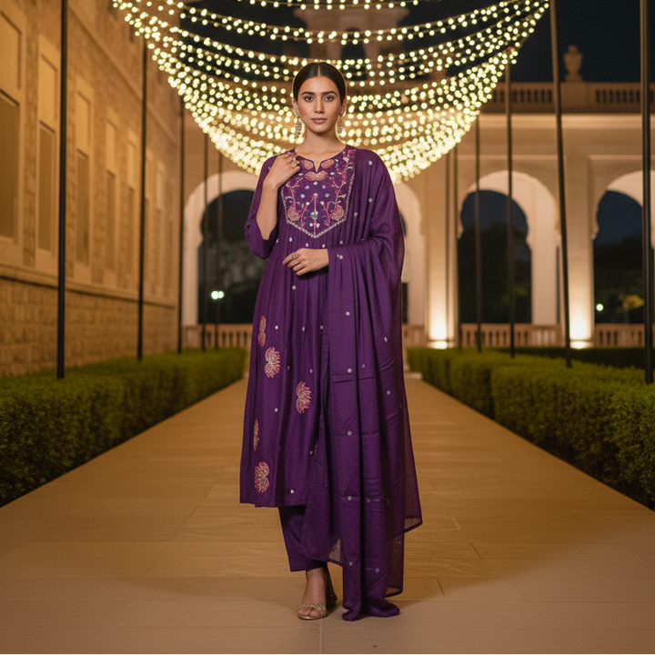 Triveni Rich Purple Suit Set