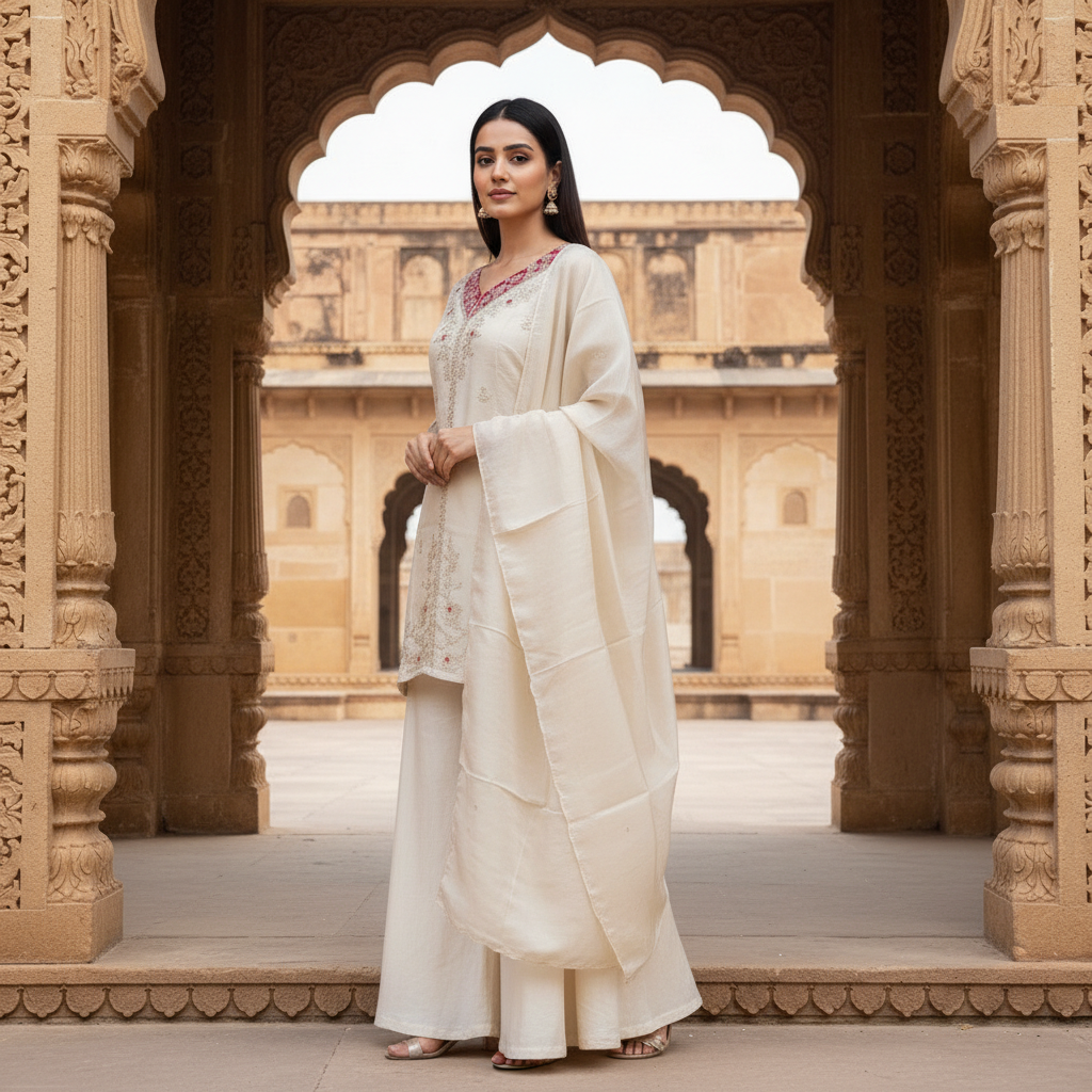 Meher Classic White Suit Set