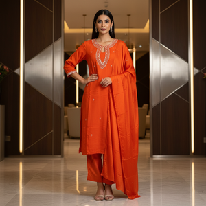 Noor Orange Suit Set