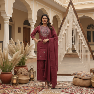 Zoya Classic Maroon Kurta Set