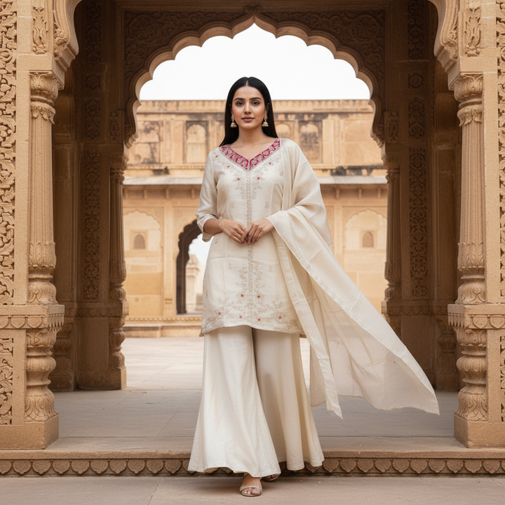 Meher Classic White Suit Set