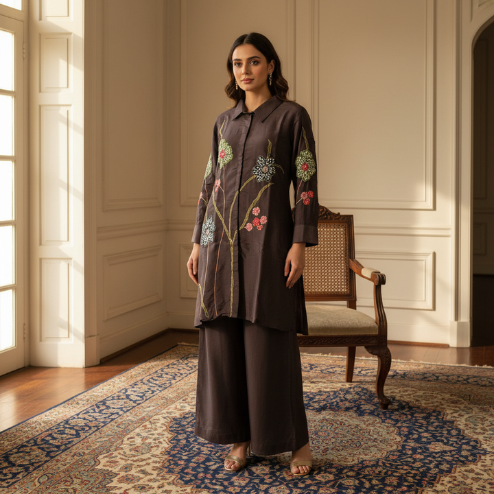 Devika Deep Brown Suit Set