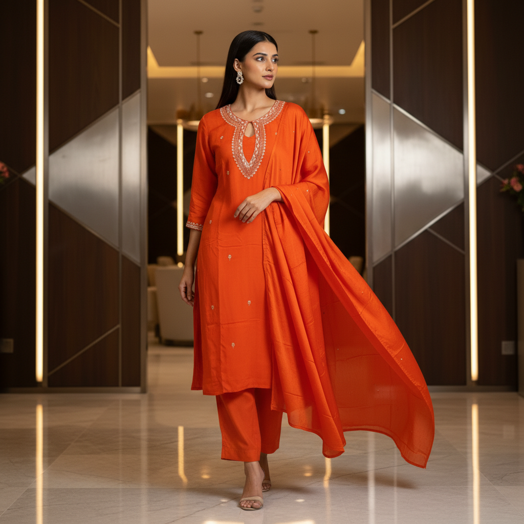 Noor Orange Suit Set
